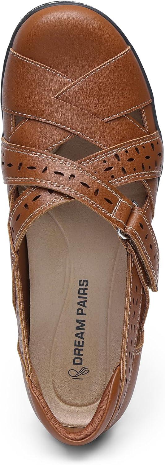 image:imageDREAM PAIRS Womens Loafers Slip On Comfortable Casual Orthopedic Walking Flats Work Shoes Closed Toe Sandals with Arch SupportTan