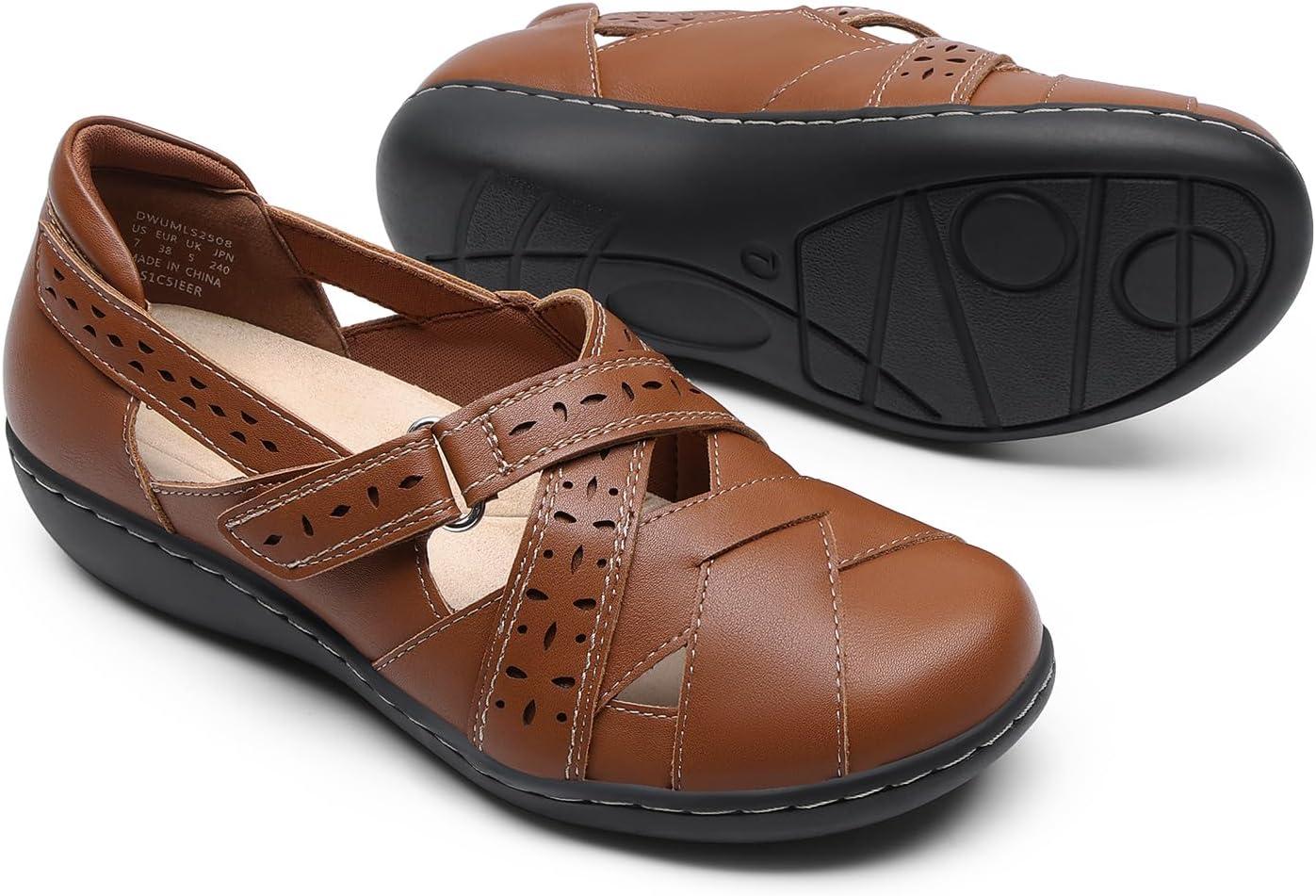 image:imageDREAM PAIRS Womens Loafers Slip On Comfortable Casual Orthopedic Walking Flats Work Shoes Closed Toe Sandals with Arch SupportTan