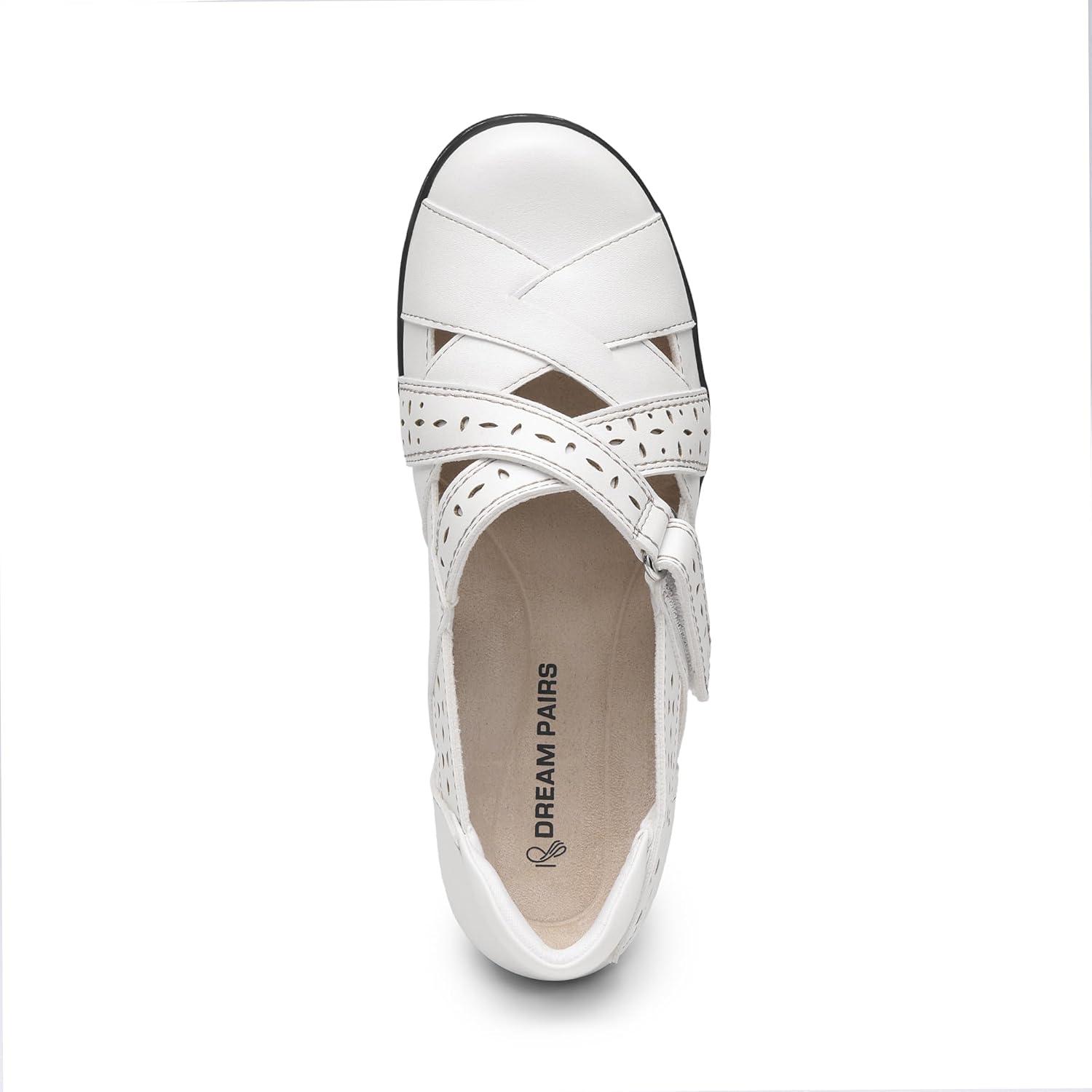 image:imageDREAM PAIRS Womens Loafers Slip On Comfortable Casual Orthopedic Walking Flats Work Shoes Closed Toe Sandals with Arch SupportWhite