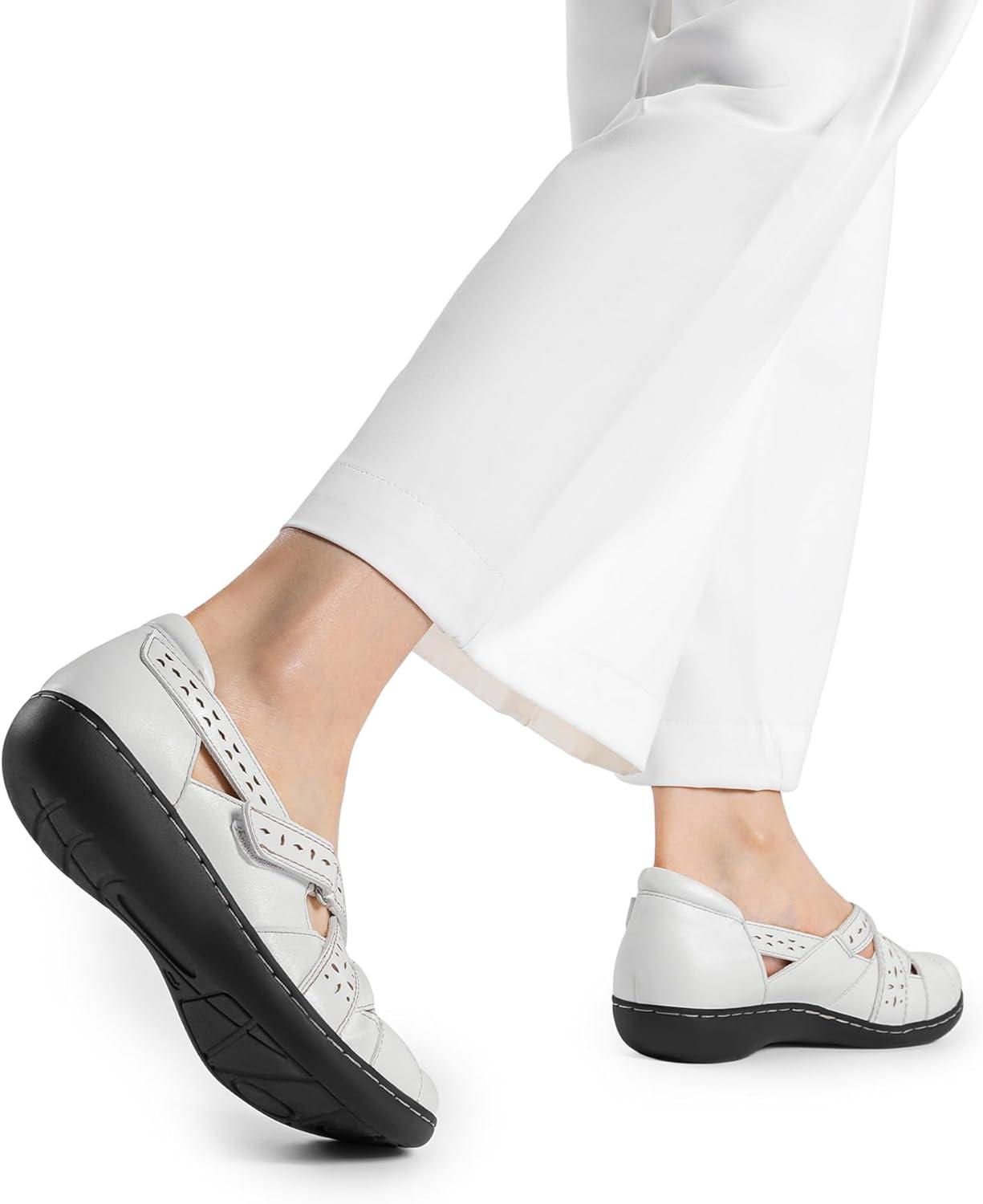image:imageDREAM PAIRS Womens Loafers Slip On Comfortable Casual Orthopedic Walking Flats Work Shoes Closed Toe Sandals with Arch SupportWhite