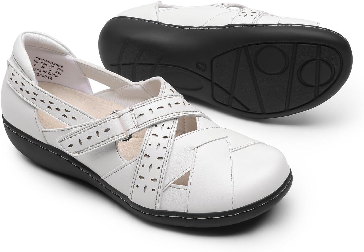 image:imageDREAM PAIRS Womens Loafers Slip On Comfortable Casual Orthopedic Walking Flats Work Shoes Closed Toe Sandals with Arch SupportWhite