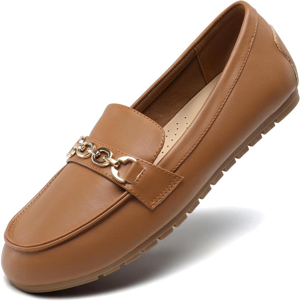 image:imageDREAM PAIRS Loafers for Women Casual Comfortable Slip On Flat Lightweight Leisure Work Shoe Comfort Walking ShoesBrownpu