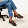 DREAM PAIRS Women’s Arch Support Slip-on Loafers(Brown)