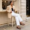 DREAM PAIRS Women’s Arch Support Slip-on Loafers(Tan)