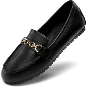 DREAM PAIRS Loafers for Women Casual Comfortable Slip On Flat Lightweight Leisure Work Shoe Comfort Walking Shoes(Black Pu)