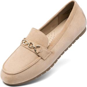 DREAM PAIRS Loafers for Women Casual Comfortable Slip On Flat Lightweight Leisure Work Shoe Comfort Walking Shoes(Camel)