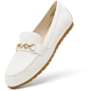 DREAM PAIRS Loafers for Women Casual Comfortable Slip On Flat Lightweight Leisure Work Shoe Comfort Walking Shoes(White)