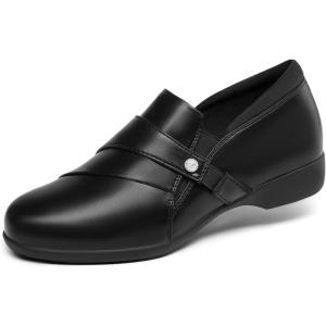 DREAM PAIRS Women’s Arch Support Slip-on Loafers(Black)