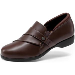 DREAM PAIRS Women’s Arch Support Slip-on Loafers(Brown)