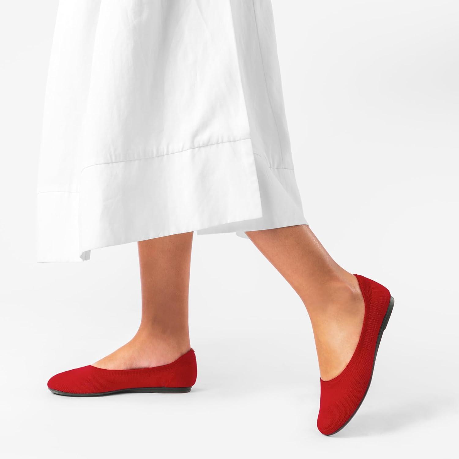 image:imageDREAM PAIRS Wide Ballet Flats Shoes for Women Width Foldable Knit Womens Flats with Arch Support Comfortable Shoes for Women Dressy Casual Work OfficeRed