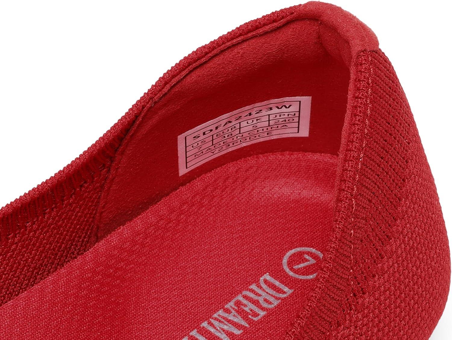 image:imageDREAM PAIRS Wide Ballet Flats Shoes for Women Width Foldable Knit Womens Flats with Arch Support Comfortable Shoes for Women Dressy Casual Work OfficeRed