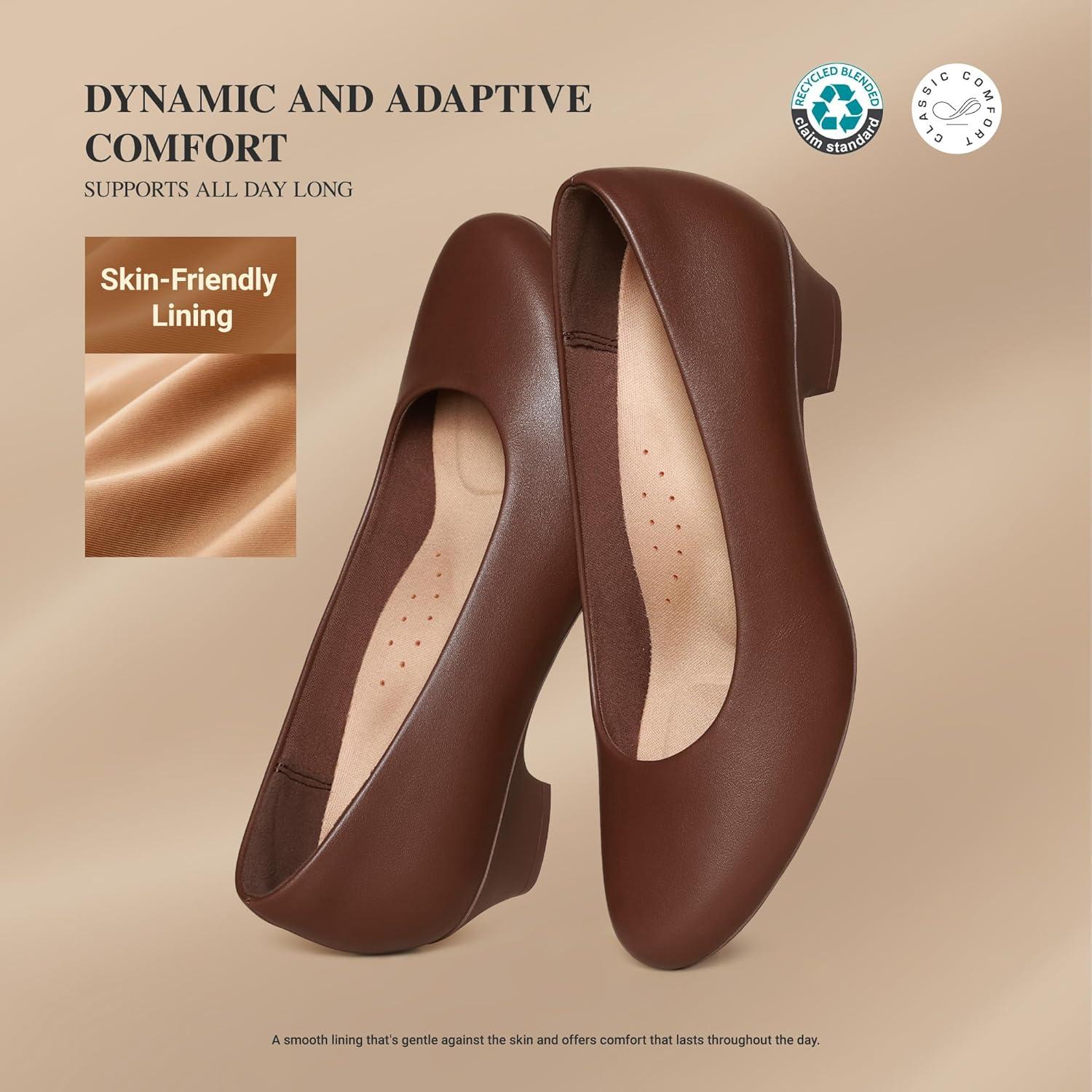 image:imageDREAM PAIRS Womens Chunky Closed Toe Dress Low Block Heels Comfortable Slip On Work Pumps Wedding Casual ShoesBrown
