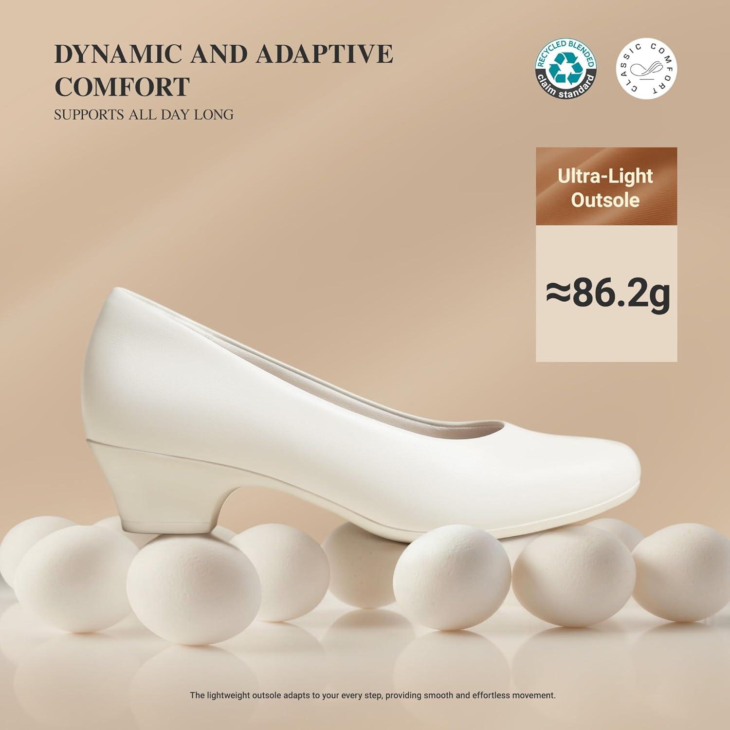 image:imageDREAM PAIRS Womens Chunky Closed Toe Dress Low Block Heels Comfortable Slip On Work Pumps Wedding Casual ShoesWhite