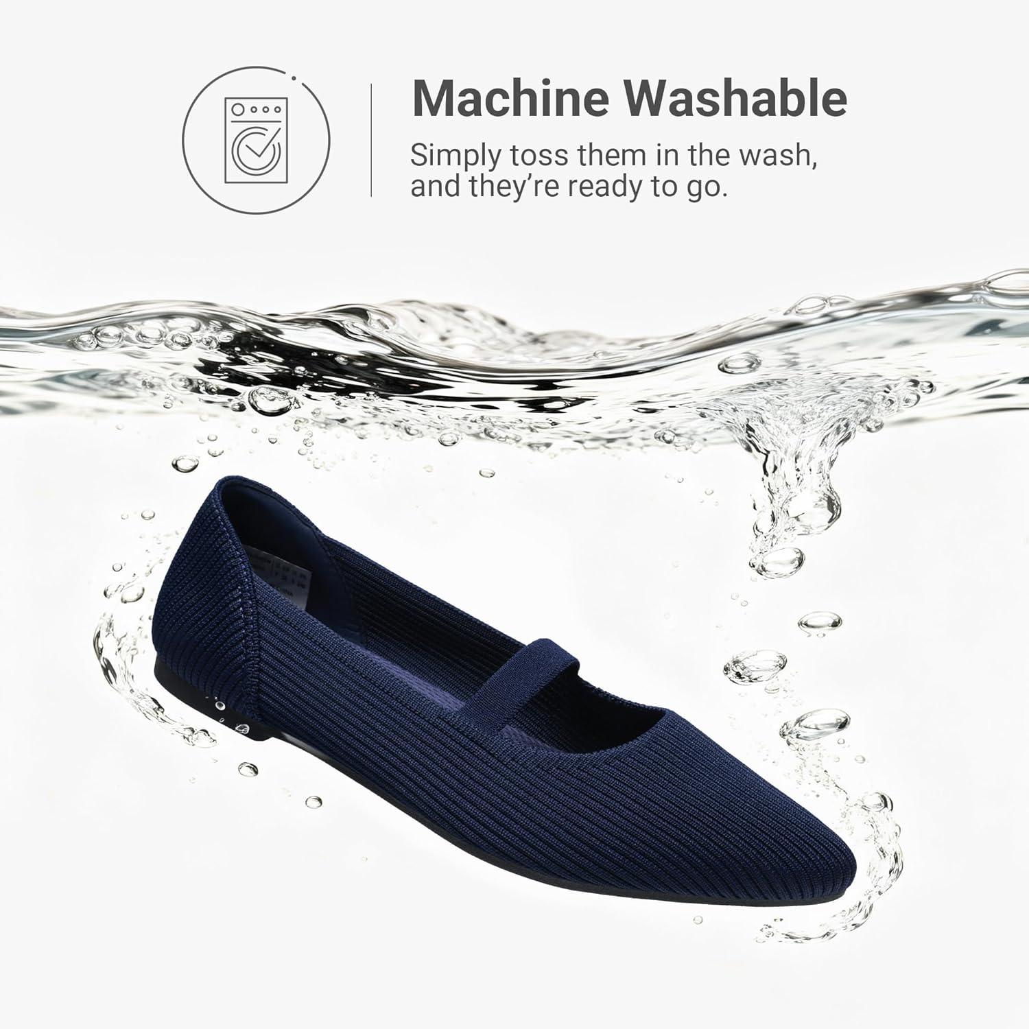image:imageDREAM PAIRS Womens Knit Ballet Flats Pointed Toe Comfortable Dressy Flats for Work Office Shoes Mary Jane FlatsNavy