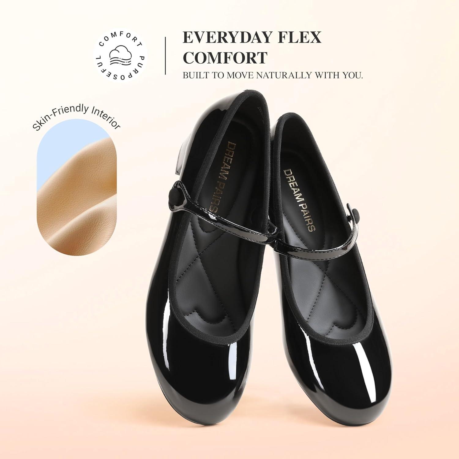 image:imageDREAM PAIRS Womens Mary Jane Chunky Low Heels Comfortable Slip on Dress Shoes for Women Closed Round Toe Casual Cute Work Pumps Flats ShoesBlack