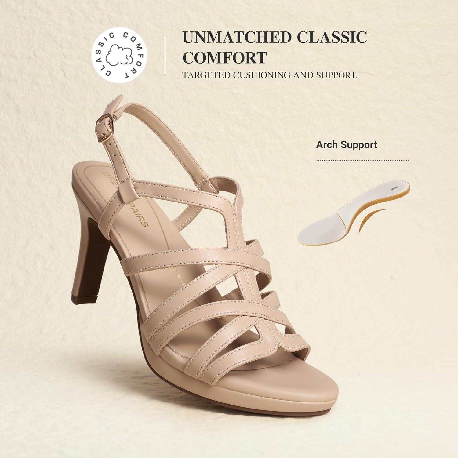 image:imageDREAM PAIRS Womens Strappy Stiletto High Heels Round Toe Platform Dress Shoes Comfortable Ankle Strap Heeled Sandals For Formal Party Wedding Evening DressNude
