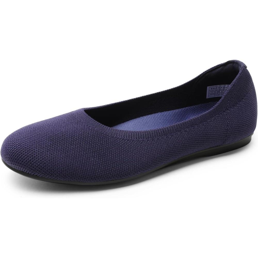 image:imageDREAM PAIRS Wide Ballet Flats Shoes for Women Width Foldable Knit Womens Flats with Arch Support Comfortable Shoes for Women Dressy Casual Work OfficeNavy