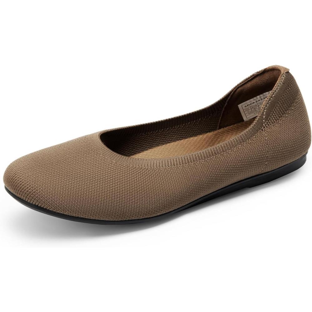image:imageDREAM PAIRS Wide Ballet Flats Shoes for Women Width Foldable Knit Womens Flats with Arch Support Comfortable Shoes for Women Dressy Casual Work OfficeBrown