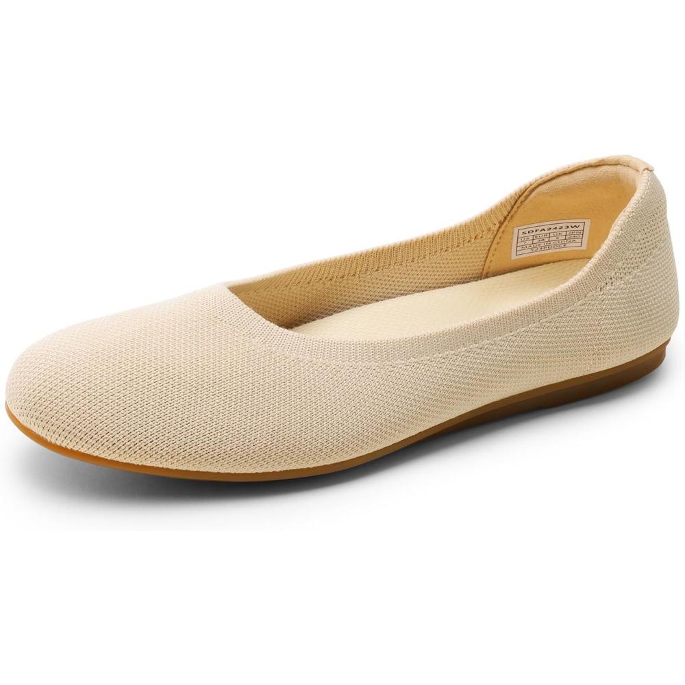 image:imageDREAM PAIRS Wide Ballet Flats Shoes for Women Width Foldable Knit Womens Flats with Arch Support Comfortable Shoes for Women Dressy Casual Work OfficeNude