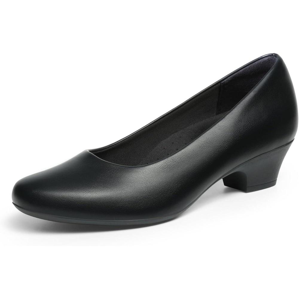 image:imageDREAM PAIRS Womens Chunky Closed Toe Dress Low Block Heels Comfortable Slip On Work Pumps Wedding Casual ShoesBlack