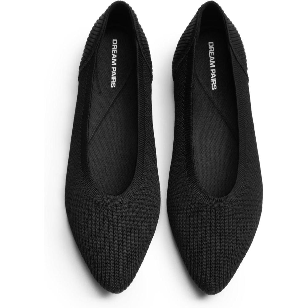 image:imageDREAM PAIRS Womens Knit Ballet Dressy Flats Comfortable Washable Flexible Breathable Casual Classic Work Office Walk Pointed Toe FlatsBlack