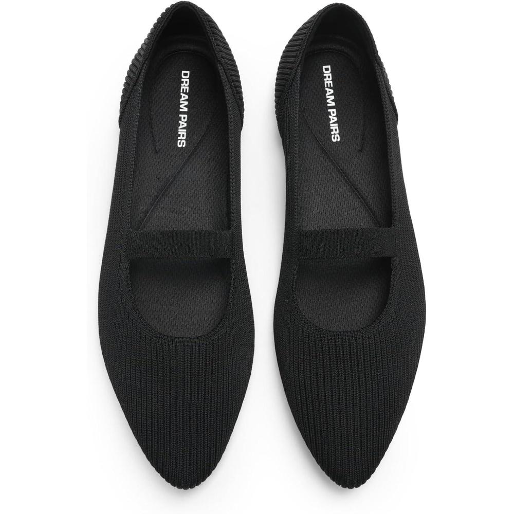 image:imageDREAM PAIRS Womens Knit Ballet Flats Pointed Toe Comfortable Dressy Flats for Work Office Shoes Mary Jane FlatsBlack