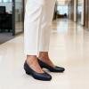 DREAM PAIRS Women’s Chunky Closed Toe Dress Low Block Heels Comfortable Slip On Work Pumps Wedding Casual Shoes(Navy)