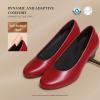 DREAM PAIRS Women’s Chunky Closed Toe Dress Low Block Heels Comfortable Slip On Work Pumps Wedding Casual Shoes(Red)