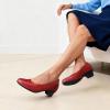 DREAM PAIRS Women’s Chunky Closed Toe Dress Low Block Heels Comfortable Slip On Work Pumps Wedding Casual Shoes(Red)