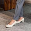 DREAM PAIRS Women’s Chunky Closed Toe Dress Low Block Heels Comfortable Slip On Work Pumps Wedding Casual Shoes(White)
