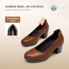 DREAM PAIRS Women’s Chunky Closed Toe Low Block Heels Work Pumps Comfortable Round Toe Dress Wedding Shoes Nereida(Tan)