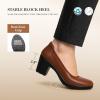 DREAM PAIRS Women’s Chunky Closed Toe Low Block Heels Work Pumps Comfortable Round Toe Dress Wedding Shoes Nereida(Tan)