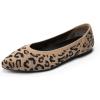 DREAM PAIRS Women’s Knit Ballet Dressy Flats Comfortable Washable Flexible Breathable Casual Classic Work Office Walk Pointed Toe Flats(Leopard)