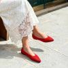 DREAM PAIRS Women’s Knit Ballet Dressy Flats Comfortable Washable Flexible Breathable Casual Classic Work Office Walk Pointed Toe Flats(Red)