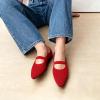 DREAM PAIRS Women’s Knit Ballet Flats Pointed Toe Comfortable Dressy Flats for Work Office Shoes Mary Jane Flats(Red)