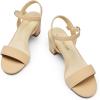 DREAM PAIRS Women’s Low Heels Block Open Toe Ankle Strap Classic Short Chunky Sandals with Buckle for Daily Work Wedding Party(Nude Pu)