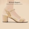 DREAM PAIRS Women’s Low Heels Block Open Toe Ankle Strap Classic Short Chunky Sandals with Buckle for Daily Work Wedding Party(Nude Pu)