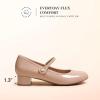 DREAM PAIRS Women’s Mary Jane Chunky Low Heels Comfortable Slip on Dress Shoes for Women Closed Round Toe Casual Cute Work Pumps Flats Shoes(Nude)