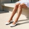 DREAM PAIRS Women’s Mary Jane Chunky Low Heels Comfortable Slip on Dress Shoes for Women Closed Round Toe Casual Cute Work Pumps Flats Shoes(White)