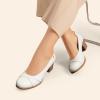 DREAM PAIRS Women’s Pumps Low Chunky Block Closed Toe Shoes Work Comfortable Heels Round Toe Dress(White)