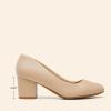 DREAM PAIRS Women’s Pumps Low Chunky Block Heel Dress Shoes Closed Round Toe Comfortable Heels(Nude)