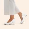 DREAM PAIRS Women’s Pumps Low Chunky Block Heel Dress Shoes Closed Round Toe Comfortable Heels(White)