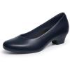 DREAM PAIRS Women’s Chunky Closed Toe Dress Low Block Heels Comfortable Slip On Work Pumps Wedding Casual Shoes(Navy)