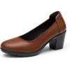 DREAM PAIRS Women’s Chunky Closed Toe Low Block Heels Work Pumps Comfortable Round Toe Dress Wedding Shoes Nereida(Tan)