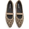 DREAM PAIRS Women’s Knit Ballet Flats Pointed Toe Comfortable Dressy Flats for Work Office Shoes Mary Jane Flats(Leopard)