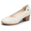 DREAM PAIRS Women’s Pumps Low Chunky Block Closed Toe Shoes Work Comfortable Heels Round Toe Dress(White)