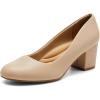DREAM PAIRS Women’s Pumps Low Chunky Block Heel Dress Shoes Closed Round Toe Comfortable Heels(Nude)