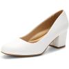 DREAM PAIRS Women’s Pumps Low Chunky Block Heel Dress Shoes Closed Round Toe Comfortable Heels(White)