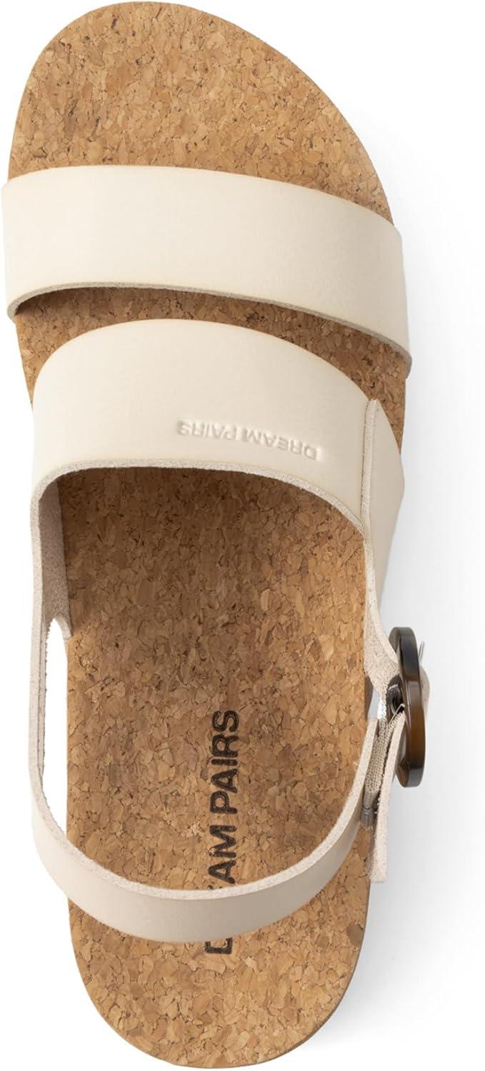 image:imageDREAM PAIRS Womens Orthopedic Arch Support Platform Sandals Comfortable Cork Insole Low Wedges Sandals Flatform Summer Dress Shoes Cute Buckle Wedges for BeachBeige