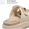 DREAM PAIRS Platform Sandals Women Raffia Espadrilles Summer Comfortable Wedge Sandals Beach Vacation Adjustable Buckle Cute Slide Sandals(Beige)